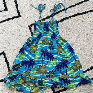 Blue and Yellow Pleated Sundress with Spaghetti Straps